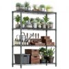 M MZG 4 Tiers Storage Shelves Load 2640 LBS, Metal Shelving Wire Metal Shelving Unit Shelves for Storage Adjustable Garage Shelving for Pantry Kitchen Garage Chrome 17.7X 47.3 x 59.4 inch