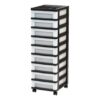 Mobile 9-Drawer Narrow Storage Cart, Plastic Drawers Unit with Top Tray, Under-Desk Rolling Organizer for Home/Study, Lightweight and Sturdy for Daily Clutter Control