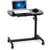 Mobile Computer Desk with Wheels, Adjustable Height Laptop Table, Black