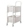 Mobile Storage Shelf 2 Tier Utility Cart Carbon Steel Perforated Baskets Smooth Built in Handles Compact Size for Tight Corners Beside
