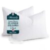 Mocassi Standard/Queen Size Down Feather Pillows Set of 2 - Hotel Quality Bed Pillows with Cotton Cover, Plush Feather Fill, Soft Support for Side, Back and Stomach Sleepers