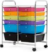 Moccha 12-Drawer Rolling Storage Cart - Under Desk Storage Drawers with wheels for Craft Art Supply Paper Salon, Scrapbook Paper Tools, Mobile Utility Cart for Classroom, Colorful