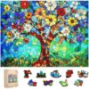 Mocfesk Wooden Puzzles for Adults, Stained Glass Tree of Life Puzzles