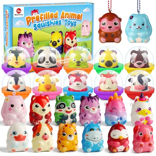 Mocoosy 24 Pack Animal Squishy Toys for Kids Party Favors, Easter Basket Stuffers Bulk, Birthday Goodie Bag Stuffers, Classroom Carnival Prizes, Treasure Chest & Claw Machine Toys Gift for Boys Girls