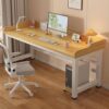Modern cutting desk for home office and games sturdy metal e desk wortat brown h 120 x 60 cm (47.2 x 23.6 inch) ideal study and workspace