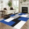 Modern Geometric Area Rug 5x7 Patchwork Blue Washable Large Rug for Living Room Ultra Soft Non Slip Mid Century Abstract Carpet for Bedroom Kitchen Dorm Office (Blue, 5' x 7')
