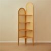 Modern ge Rattan Corner Shelf - Tall Standing Bookcase & Stylish Display for Living Room & Bedroom Space-Saving Home Furniture Storage Solution