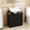 Modern Style Bathroom Under Sink Cabinet with Adjustable Shelf, Black