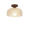Modern Wood Flush Mount Ceiling Light, Nordic Semi Flush Mount Fixture, Japanese Style Solid Wood Lighting for Hallway, Entrance, Cloakroom, E26/E27 Base Ceiling Lamp