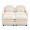 Modular Sectional Sofa 2-Seat with 2 Ottomans, Cloud Couch (Beige White + Teddy + 2 Seat)
