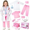Mofunstar Doctor Costume for Girls, Dress Up for Halloween, Career Day Role Play, with Stethoscope, Lab Coat, Scrubs, etc 5-6 years