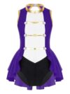 Moily Button Detail Circus Jumpsuit – Sleeveless Hollow Back Costume for Girls Purple 13-14 Years