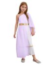 Moily Flowy Toga Dress – Single Shoulder Costume for Girls with Shawl Lavender 8 Years