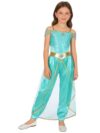 Moily Girls Arabian Sleeveless Jumpsuit – Sequins Princess Halloween Costume Light Green 6