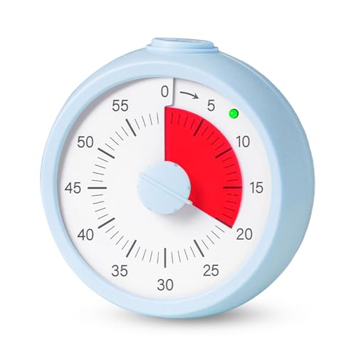 Moiubik Visual Timer for Kids 60 Minute Countdown Timer for Classroom Study Office Kitchen with Silent Operation RoundTimer (Blue)