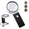 MoKo 10X 30X Magnifying Glass with Light and Stand for Close Work,Reading