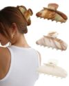 Molans 3PCS Hair Claw Clips Acrylic Clamps for women - Non-slip Strong Hold Barrettes for Thin Thick Hair, Medium hair clips Accessories