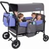 MOMFANN 4 Seater Wagon Stroller, Folding Wagon with Removable Canopy