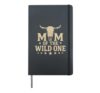 Mom Of The Wild One Cowboy Rodeo Country Western Bull Skull Hardcover Journal, Black