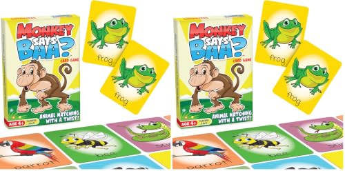 Monkey Says Baa? – Animal Matching Game for Kids Ages 4 and Up | Fun Preschool Learning Activities with Mimicked Animal Sounds & Charades for Sensory Play – Birthday Gift for Boys & Girls (Pack of 2)
