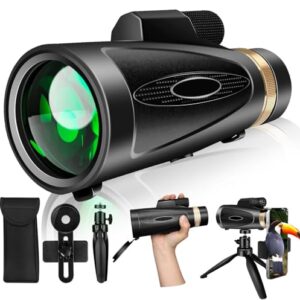 Monocular-Telescope 80x100 High Powered Monoculars High Definition for Adults High Powered with Smartphone Adapter Telescope Hunting Wildlife Bird Watching Travel Camping Hiking