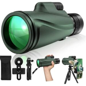 Monocular Telescope 80x100, Wide Field HD Monoculars for Adults with Tripod & Phone Adapter, Perfect for Bird Watching, Hunting, Hiking & Outdoor Activities -Green