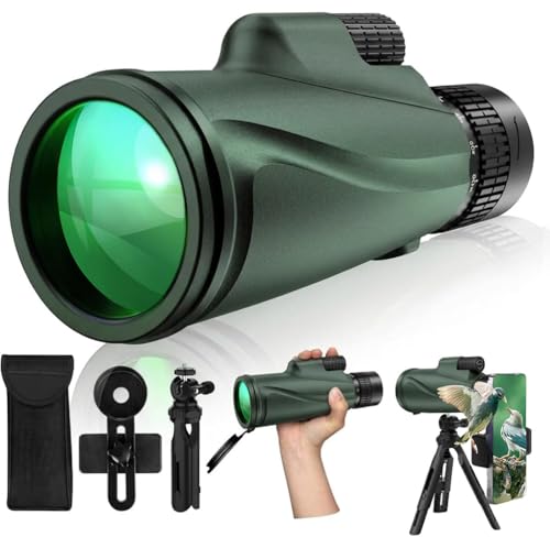 Monocular Telescope 80x100, Wide Field HD Monoculars for Adults with Tripod & Phone Adapter, Perfect for Bird Watching, Hunting, Hiking & Outdoor Activities -Green