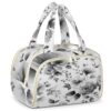 Montchui Watercolor Flowers Travel Toiletry Bag, Black & Grey