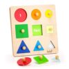 Montessori Puzzles for Babies 12-18-24 Months, Wooden Jumbo Knob Peg Puzzle Shape sorter for Toddlers 1-3 Year Old, Early Learning Sensorial Toys (Shapes & Size Sorting Puzzle)