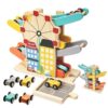 Montessori Toddler Toys for 1 2 Year Old Boys Girls, Wooden Car Ramp Toy for Toddlers 1-3,Race Track Car with 6 Mini Cars & 1 Garage, Birthday Gift for Age 12+ Month