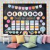 Mooliwe 94 Pcs Welcome Back to School Bulletin Board Set Retro Flowers Smile Face Paper Cutouts for First Day of School Classroom Wall Door Decoration(Groovy)