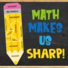 Mooliwe Math Bulletin Board Decoration Set 32 Pcs Math Makes Us Sharp Paper Cutouts Pencil Bulletin Board Decor for Classroom Teacher Back to School Supplies Chalkboard Door Wall Decorations