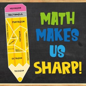 Mooliwe Math Bulletin Board Decoration Set 32 Pcs Math Makes Us Sharp Paper Cutouts Pencil Bulletin Board Decor for Classroom Teacher Back to School Supplies Chalkboard Door Wall Decorations