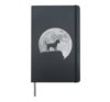 Moon And Dog Silhouette - Border Terrier Hardcover Journal, Black
