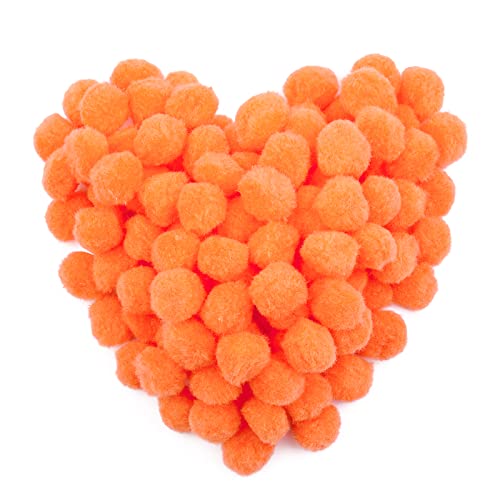 MORFEN 150 Pieces Pom Poms, 1 Inch Orange Craft Pom Poms, Fuzzy Pompom Puff Balls, Small Pom Pom Balls for Party Home Decorations, DIY Arts, Crafts Projects for Family