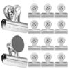 MorningRo 12 Pcs Magnetic Clips 2.2 Inch Metal Heavy Duty Refrigerator Magnet Clips with Box for Whiteboard Fridge Photo Displays Office School Classroom(Silver)