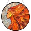 Mosaic Girl Stained Glass Style DIY Puzzle,Handcrafted Window Hanging Decor,Gift for Cat Lovers & Nature Lovers 7.4 in 83 Pieces Irregular Pieces