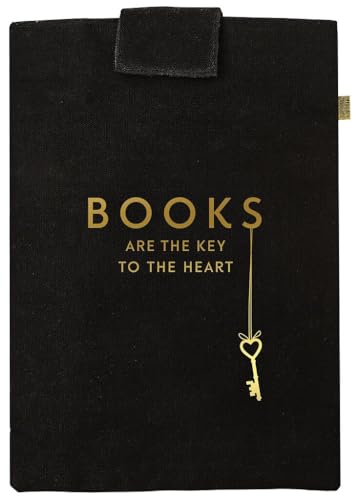 Moses. Just One More Chapter Books, Black - Cotton Book Cover with Magnetic Closure, Book Cover with Additional Pocket for Pens and Bookmarks, Reusable, Dimensions: 19.5 x 27.5 cm