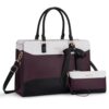 MOSISO Laptop Tote Bag for Women, 15.6 inch PU Leather Shoulder Bag