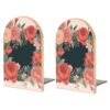 Mother's Day Bouquet Wood Book Ends Heavy Weighted Bookends