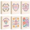 MotiMind 6 Pieces Christian Journals Bulk Compatible with Notebook A5 Spiral Church Prayer Journal for Women Devotional Gifts Group Notes 8.27 x 5.51 Inch White Gold Cardstock Paper Metal