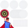 Motipuns 48 Pcs Captain Shields Color Your Own 13'' Kids Halloween Role Paly Captain Shield Crafts DIY Blank Cardboard Hero Costume Props with Handles for Birthday Cosplay Dramatic Play Decor