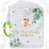 Motiskyy My First Family Album for Baby, Holds 17 4x6 Photos, Soft Toddler Photo Book with 2 Safe Mirror & Hanging Hook, Early Educational Memory Book Gift for Newborn Kids Baby Shower (Greenery)