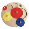 MotiveTech Young Child Shape Puzzle with Knobs Wood Construction Knobbed Puzzle Paint Child Centered Shape Matching Toy for Preschool, Round Grab Panel