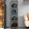 Motorcycle Helmet Storage Rack Metal Hat Rack, Helmet Organize Display Cabinet for Football Helmet/Bike Helmet/Baseball Helmet, Large Hats Organizer Cap Hanger for Hat Store Shop, Black, 4 grids