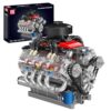 Mould King 10171 V8 Engine Building Blocks Sets, V8 Engine Model kit That Run, Build Your Own STEM Model Engine, 8-Cylinder Car Engine Building Engineering Toys for Age 14+/Adults Collections(487+PCS)