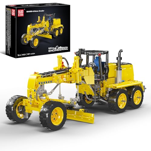 Mould King 19023 Motor Grader Building Set, 1109 PCS Road Grader Construction Vehicle Model Kit, 1:14 Scale Construction Heavy Equipment for Adults, STEM Engineering Building Blocks for Age 14+