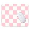 Mouse Pad for Desk with Stitched Edge, Premium Cute Washable Mouse Pads. Computer Mousepad with Non-Slip Rubber Base, Mousepads for Laptop, 9.25x7.75x0.12 inch (Pink Checkers)