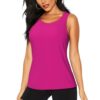 Moxquju Womens Loose Fit Workout Tank Top-Darkmagenta