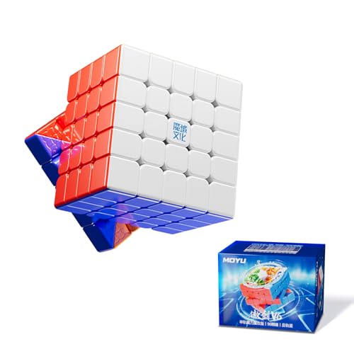 Moyu Aochuang V6 5x5 Magnetic Stickerless UV Coated Speed Cube, 5 by 5 Flagship Edition Cube, 96 Magnets, Anti-Stick Design Adjustable Elasticity Magnetic Cube (UV Coated)